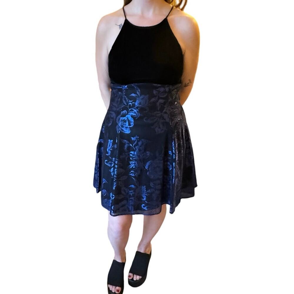 Vintage 90s roberta dress black and electric/metallic blue
